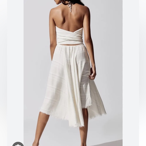 NSF Malia Cotton Dress Cream Colored Backless Halter Dress - Picture 3 of 9